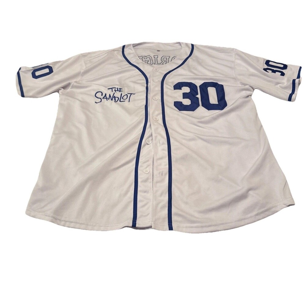 The Sandlot Movie Jersey Benny The Jet Rodriguez #30 White Jersey Adult XXL